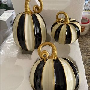 MacKenzie-Childs Black and Cream Pumpkin Decor Set